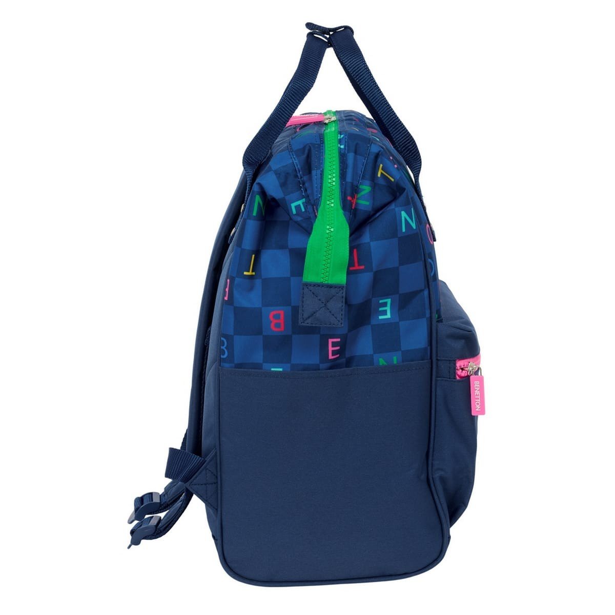 Mochila Casual Benetton Letters Azul Marino | Backpack Urbana - Imagen 3