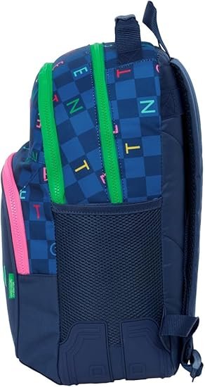 Mochila Escolar Benetton Letters Azul Marino | Doble Compartimento - Imagen 3