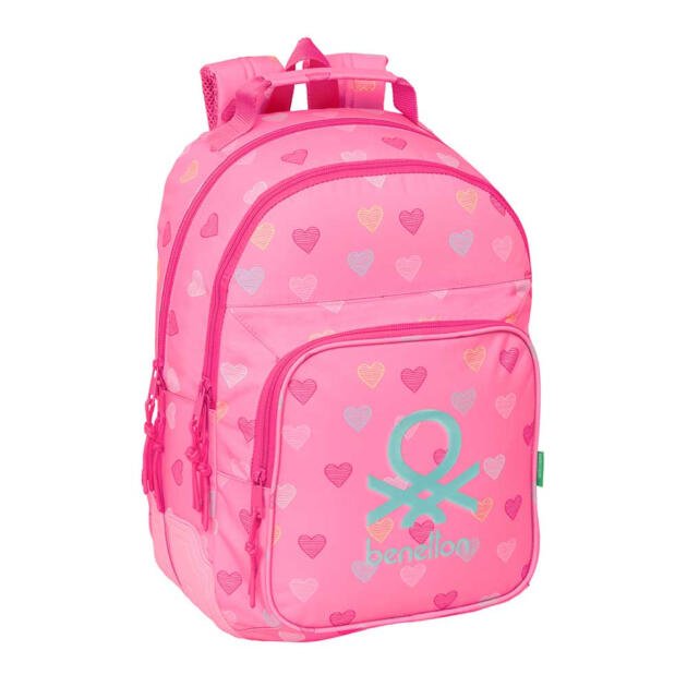 MOCHILA DOBLE BENETTON "HEART" Adaptable a Carro