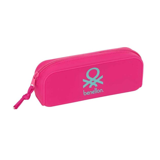 Estuche Escolar de Silicona Rosa | PORTATODO CUADRADO SILICONA BENETTON "HEART"