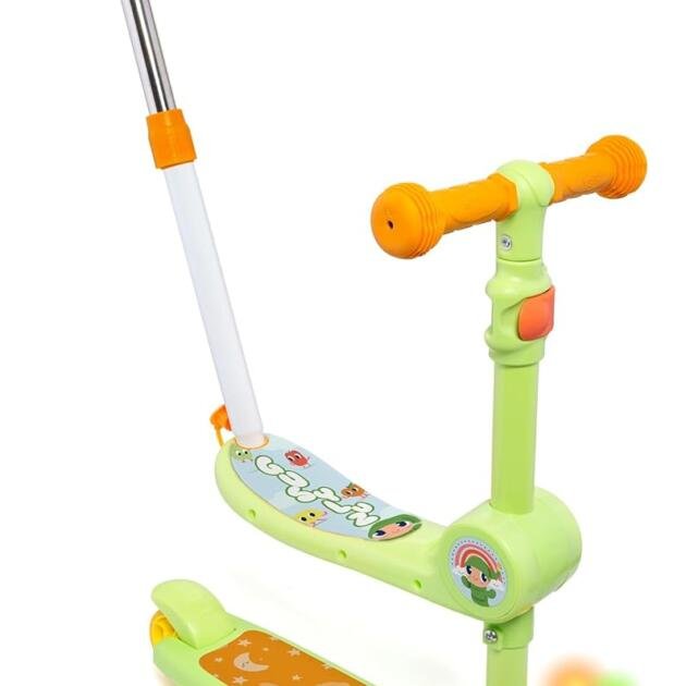 Patinete Infantil 3 en 1 con Asiento y Barra de Empuje – Scooter Evolutivo con Luces LED