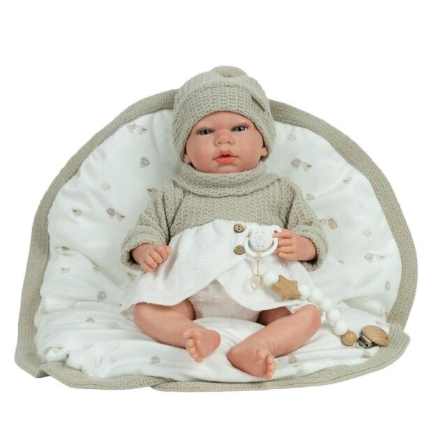 Muñeca Reborn Noa Beige 40 cm con Manta y Chupete Arias
