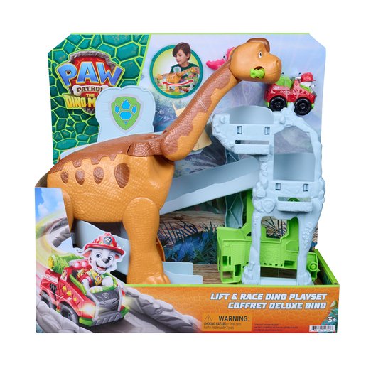 Patrulla Canina Dino Rescue Torre Brontosaurio | Lift and Race Dino Playset Coffret Deluxe Dino