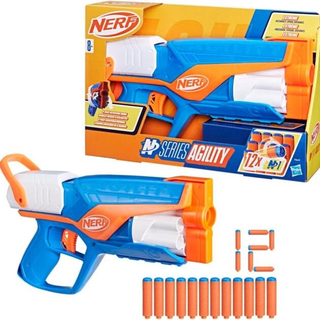 Nerf Lanzador N Series Agility con 12 Dardos Tambor Rotatorio