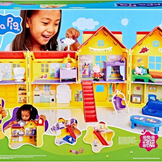 Casa Familiar de Peppa Pig con 3 Figuras y 12 Accesorios | Peppa's Big Family House