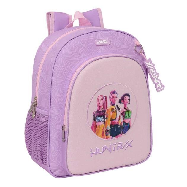 Mochila Escolar Junior Huntrix Demon Hunters Adaptable a Carro Lila K-POP