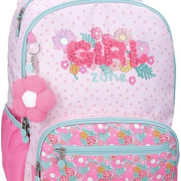 Mochila Escolar Enso Girl Zone 44 cm | 24L con Bolsillo Frontal y Llavero Flor