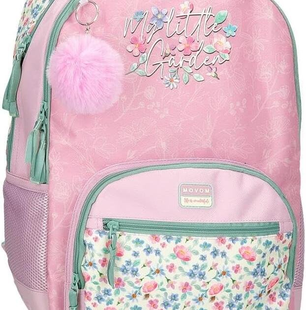Mochila Escolar Movom My Little Garden 46 cm Adaptable a Carro | Ergonómica y con Compartimento para Portátil
