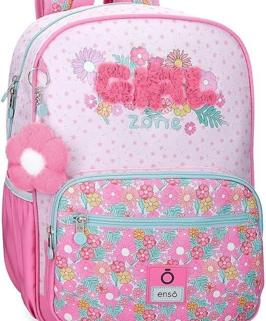 Mochila Escolar Enso Girl Zone 38 cm | 13,6L con Bolsillo Frontal y Llavero Flor
