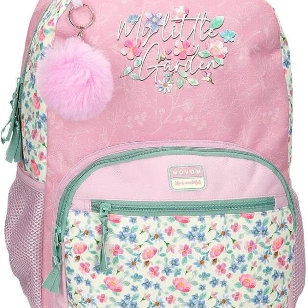 Mochila Escolar Movom My Little Garden Adaptable a Carro 42 cm | Floral, Ligera y Ergonómica