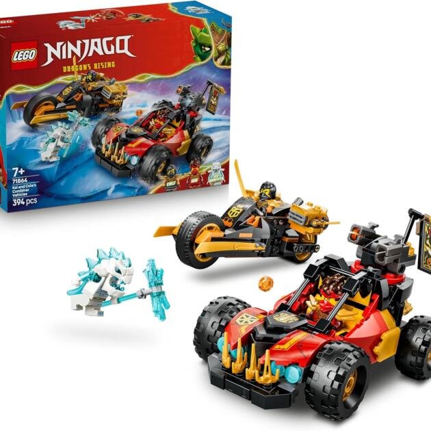 LEGO NINJAGO 71864 Vehículos Combinables de Kai y Cole | 2 Vehículos Ninja en 1 | 394 Piezas