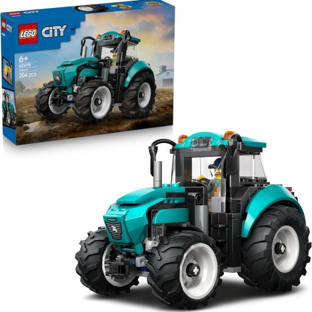 LEGO City Tractor 60498 | Tractor de Juguete con Minifigura de Granjero | Set de Construcción 204 Piezas