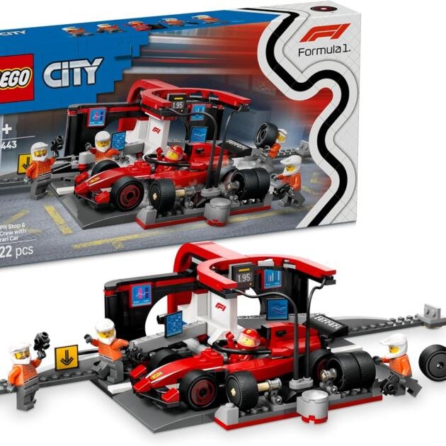 LEGO City 60443 Parada en Boxes F1 Ferrari | 322 Piezas | Set Oficial Fórmula 1