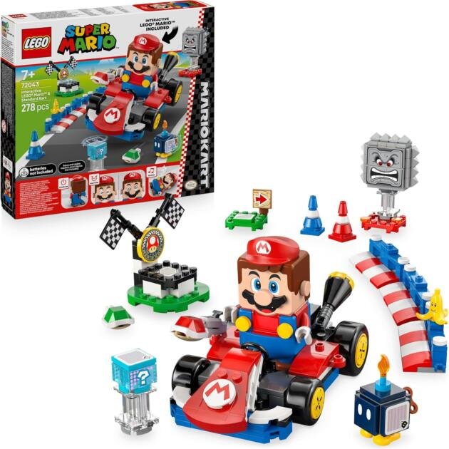 LEGO Super Mario 72043 Mario Kart Interactivo | Kart Estándar con Figura LEGO Mario | 278 Piezas | 7+ Años