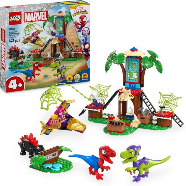 LEGO Marvel Spidey y su Superequipo Spin y Electro: Persecución de Dinosaurios en Vehículo 11200 | Set de Construcción