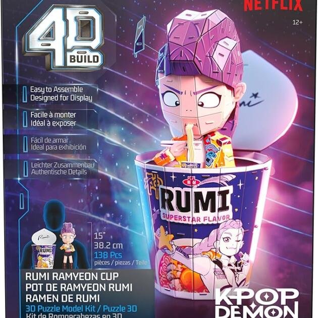 4D Build KPop Demon Hunters Rumi Ramyeon Cup | Puzzle 3D Coleccionable Netflix | 138 Piezas | 38,2 cm