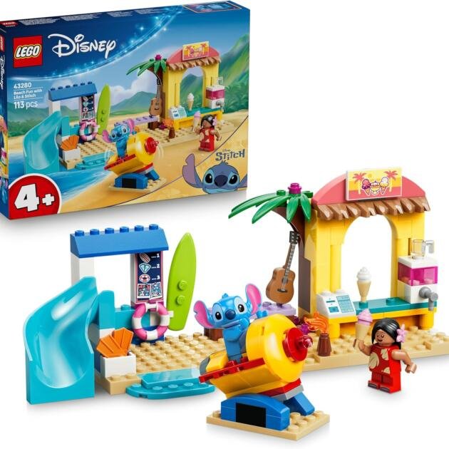 LEGO Disney Diversión en la Playa con Lilo y Stitch 43280 | Set de Construcción 113 Piezas