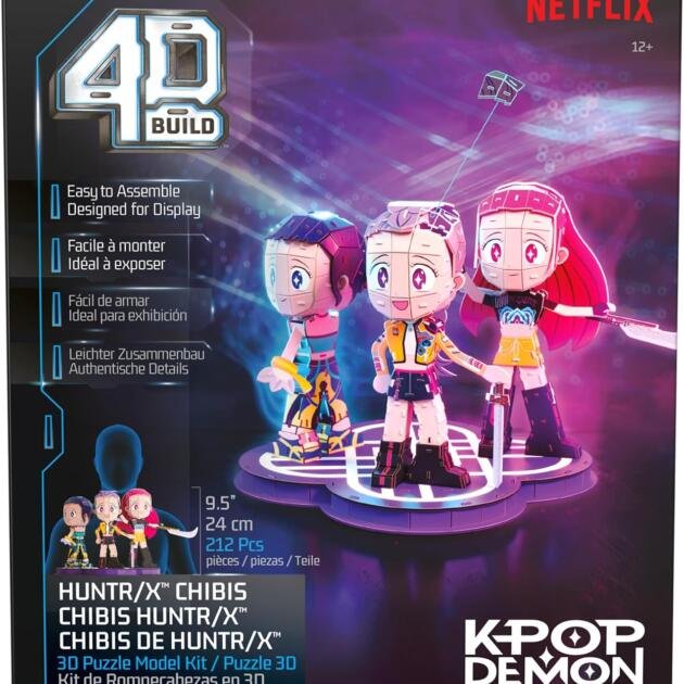 4D Build KPop Demon Hunters Huntr/X Chibis | Puzzle 3D Coleccionable Netflix | 212 Piezas | 24 cm