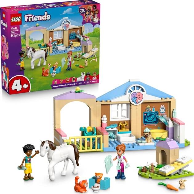LEGO Friends 42696 Clínica Veterinaria para Mascotas | Caballo, Perros y Gatos | 141 Piezas