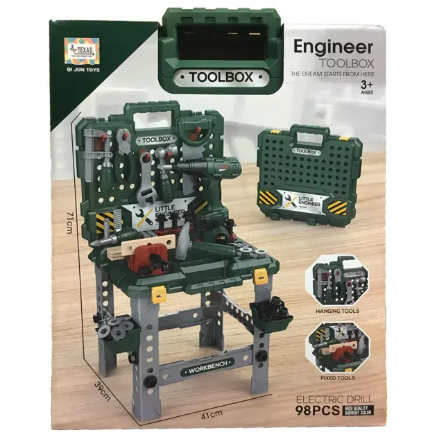 Banco de Herramientas Infantil con Taladro Eléctrico 98 Piezas | Engineer Toolbox
