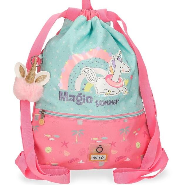 Mochila Saco Enso Magic Summer | Mochila con Compartimento Inferior y Unicornio