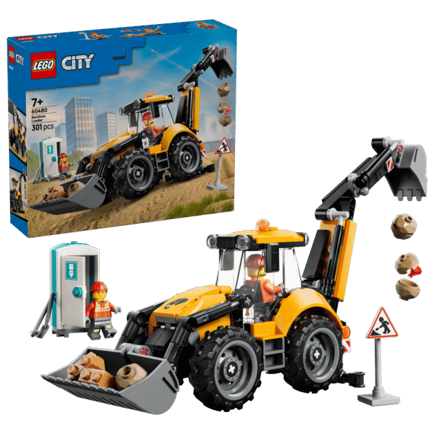 LEGO City 60480 Retroexcavadora Amarilla | Vehículo de Construcción | 301 Piezas