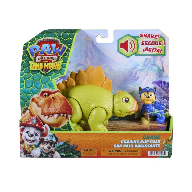Patrulla Canina Dino Movie Chase y Dinosaurio Stegosaurus | Figura Interactiva con Sonidos | PAW Patrol Dino Pup Pals
