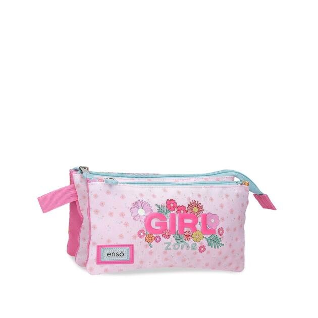 Estuche Triple Enso Girl Zone Rosa | Portatodo Escolar de 3 Compartimentos
