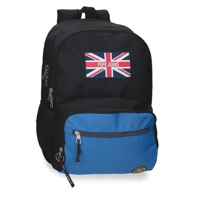 Mochila Escolar Pepe Jeans London Negra y Azul