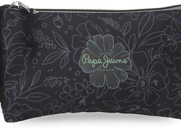 Estuche Pepe Jeans Flower 3 Compartimentos Negro Floral