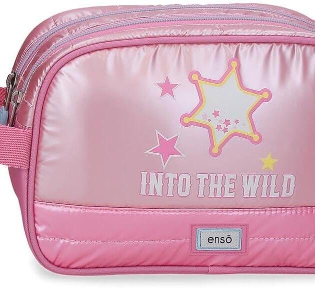 Neceser Escolar Enso Into The Wild | Neceser de Viaje Rosa con Doble Compartimento