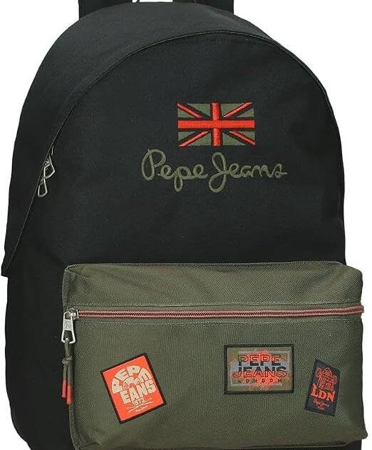 Mochila Pepe Jeans London Negra y Verde – Mochila Escolar Juvenil