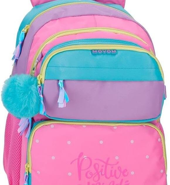 Mochila Escolar Movom Positive Mind | Mochila Doble Compartimento con Bolsillo Frontal
