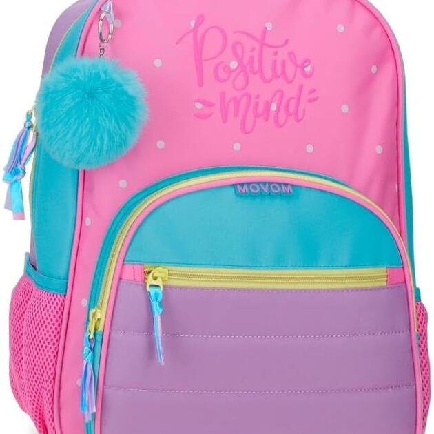Mochila Escolar Movom Positive Mind | Mochila para Primaria con Bolsillo Frontal y Compartimento para Tablet