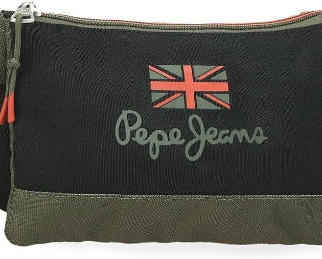 Estuche Triple Pepe Jeans London Negro y Verde Kaki