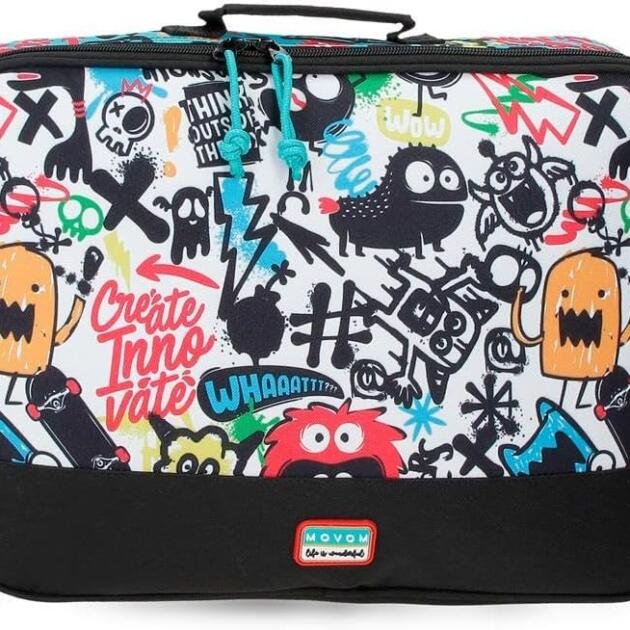 Cartera Escolar Movom Monsters Graffiti con Bandolera