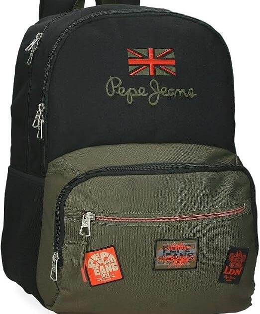 Mochila Pepe Jeans London Doble Compartimento Negra y Verde