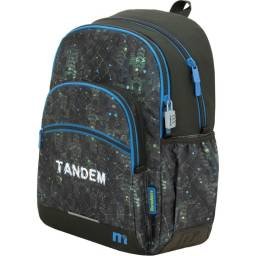 Mochila Escolar Tandem New Plus Multicompartimento Negra y Azul