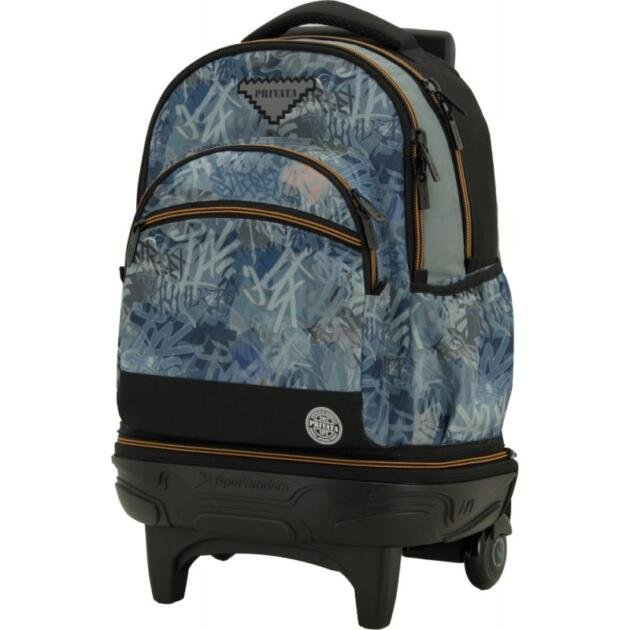 Mochila Escolar Privata con Carro Desmontable Azul Camuflaje