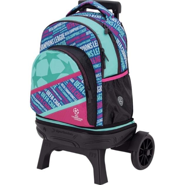 Mochila UEFA Champions League con Carro Desmontable Turquesa y Rosa