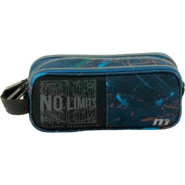 Estuche Triple No Limits Azul y Negro Portatodo Escolar