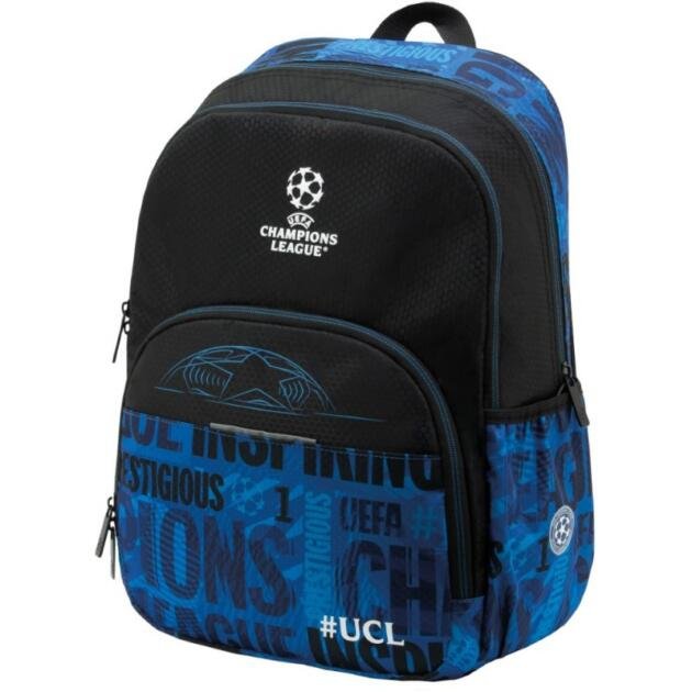 Mochila Escolar UEFA Champions League Doble Cuerpo Azul y Negra 39'5 cm