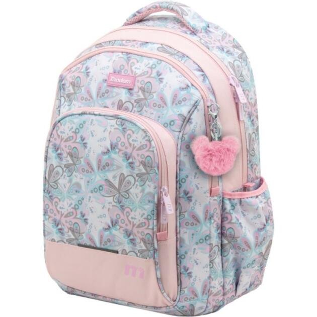 Mochila Escolar Doble Tandem Adaptable a Carro | Mochila Doble Compartimento con Mariposas