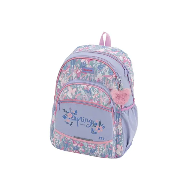 Mochila Escolar Tandem Spring Time Floral 44 cm con Llavero Corazón