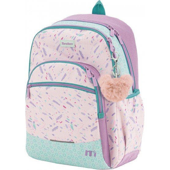 Mochila Escolar Tandem Pastel Adaptable a Carro con Llavero Corazón
