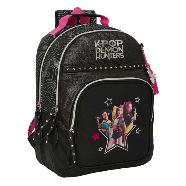 Mochila Doble K-Pop Demon Hunters Energy Adaptable a Carro