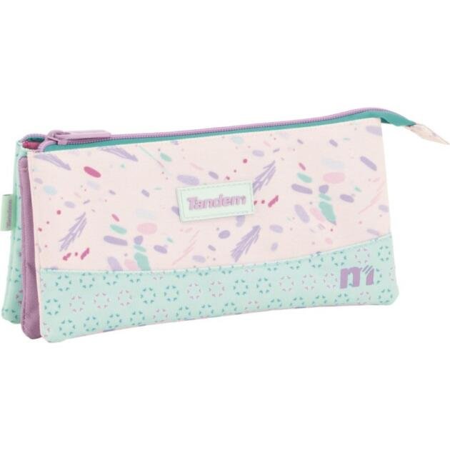 Portatodo Triple Tandem Pastel 3 Compartimentos con Cremallera