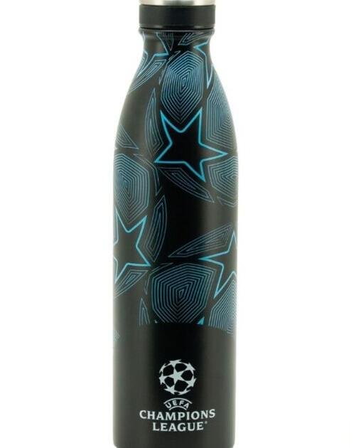 Botella Térmica UEFA Champions League 750 ml Negra y Azul