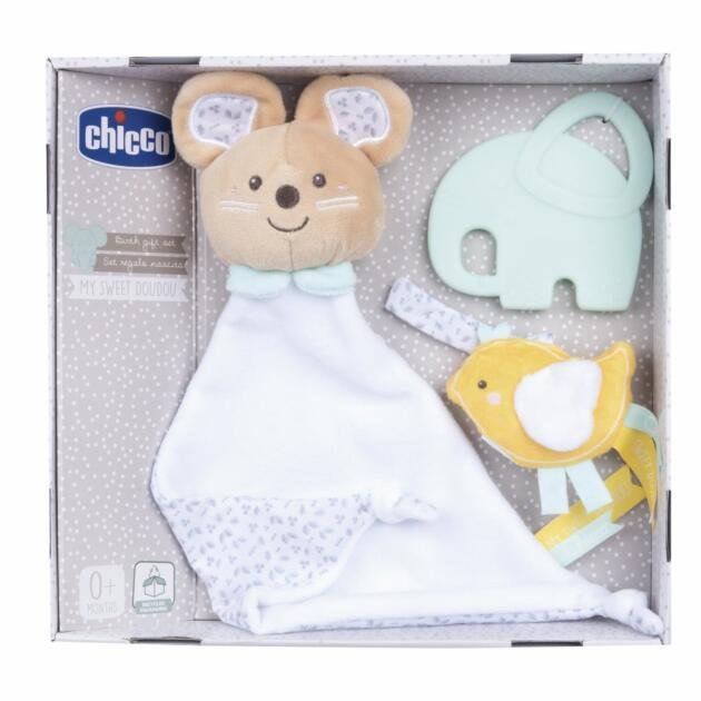 Chicco My Sweet Doudou Set Regalo Nacimiento Ratón con Mordedor Elefante 0+ Meses