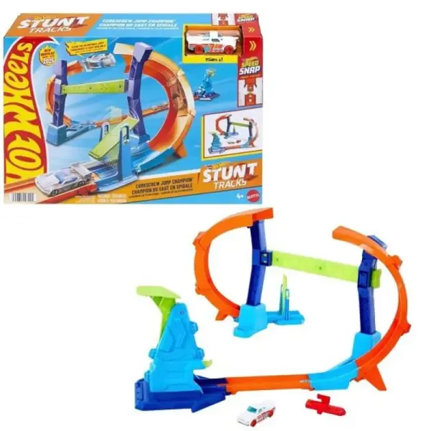 Hot Wheels Stunt Tracks Corkscrew Jump Champion – Pista Acrobacias con Coche